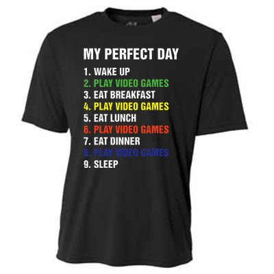 My Perfect Day Gaming Video Gamer Gifts Cooling Performance Crew T-Shirt