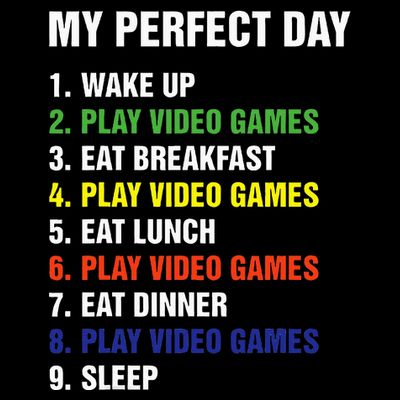My Perfect Day Gaming Video Gamer Gifts T-Shirt