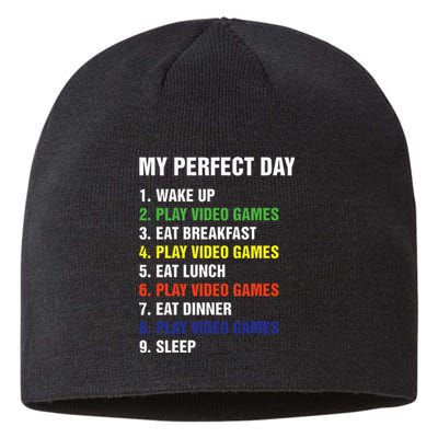 My Perfect Day Gaming Video Gamer Gifts Sustainable Beanie