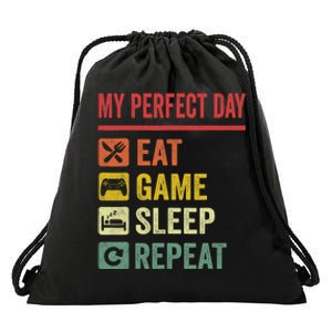 My Perfect Day Video Games Funny Cool Gamer Tee Gift Drawstring Bag