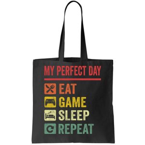 My Perfect Day Video Games Funny Cool Gamer Tee Gift Tote Bag