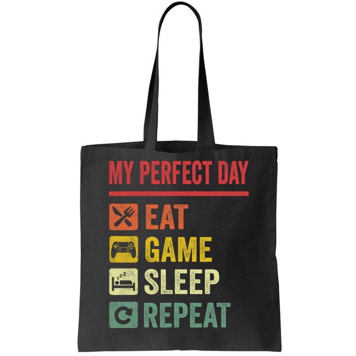 My Perfect Day Video Games Funny Cool Gamer Tee Gift Tote Bag