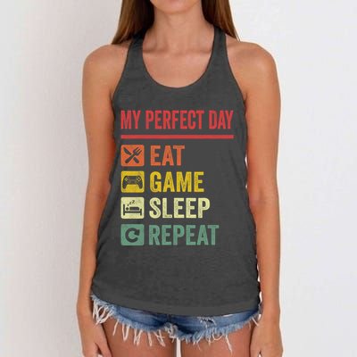 My Perfect Day Video Games Funny Cool Gamer Tee Gift Women's Knotted Racerback Tank
