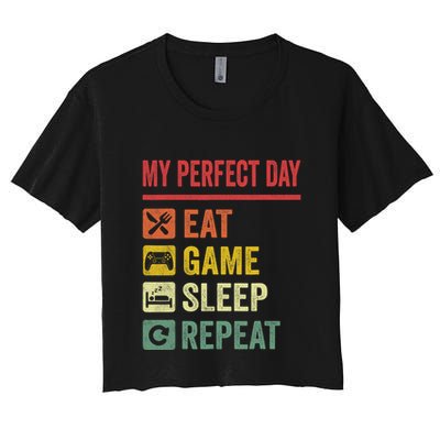 My Perfect Day Video Games Funny Cool Gamer Tee Gift Crop Top
