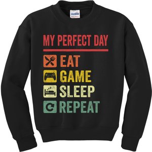 My Perfect Day Video Games Funny Cool Gamer Tee Gift Kids Sweatshirt