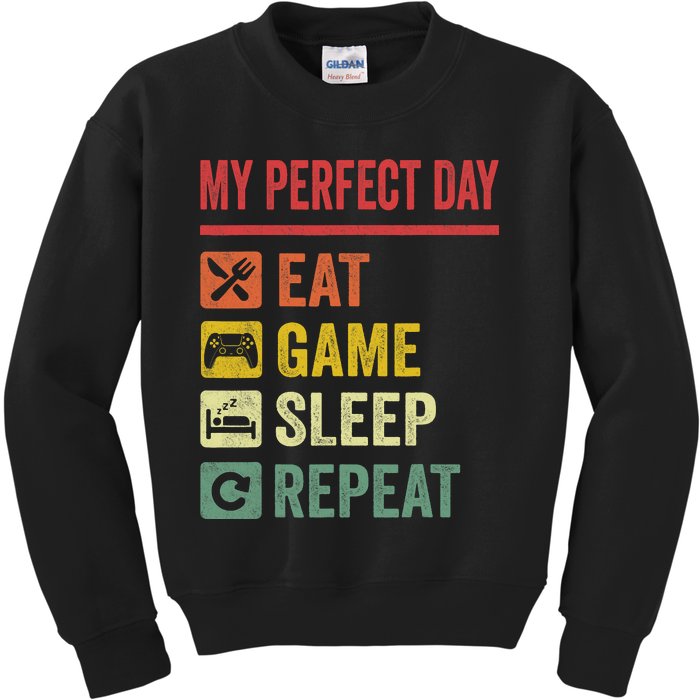 My Perfect Day Video Games Funny Cool Gamer Tee Gift Kids Sweatshirt