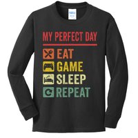 My Perfect Day Video Games Funny Cool Gamer Tee Gift Kids Long Sleeve Shirt