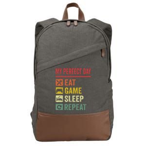 My Perfect Day Video Games Funny Cool Gamer Tee Gift Cotton Canvas Backpack