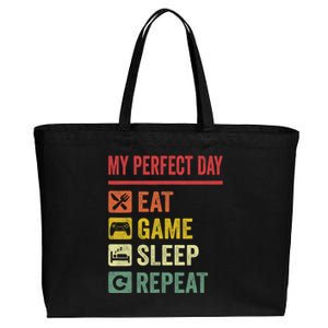 My Perfect Day Video Games Funny Cool Gamer Tee Gift Cotton Canvas Jumbo Tote