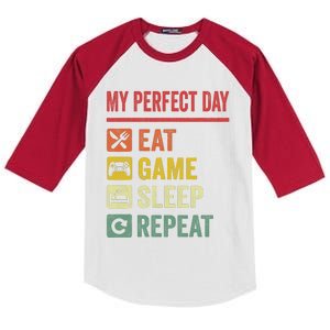 My Perfect Day Video Games Funny Cool Gamer Tee Gift Kids Colorblock Raglan Jersey