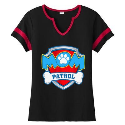 Mom Patrol Dog Mom Dad Funny Gift Birthday Party Ladies Halftime Notch Neck Tee