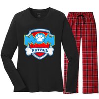 Mom Patrol Dog Mom Dad Funny Gift Birthday Party Women's Long Sleeve Flannel Pajama Set 