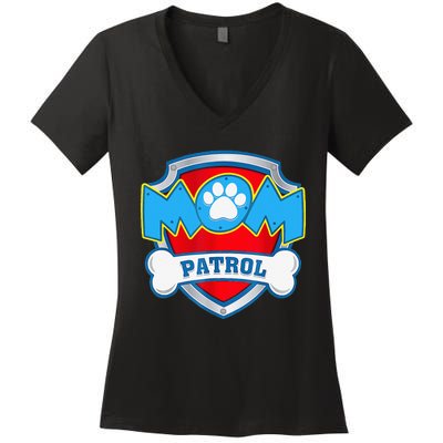 Mom Patrol Dog Mom Dad Funny Gift Birthday Party Women's V-Neck T-Shirt