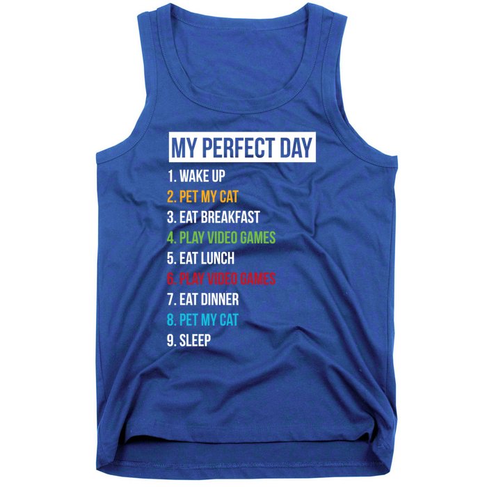 My Perfect Day Video Games And Cats Gift Tank Top