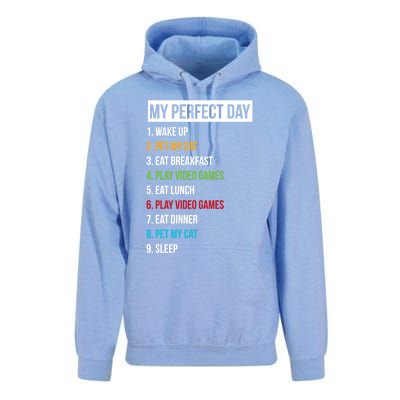 My Perfect Day Video Games And Cats Gift Unisex Surf Hoodie