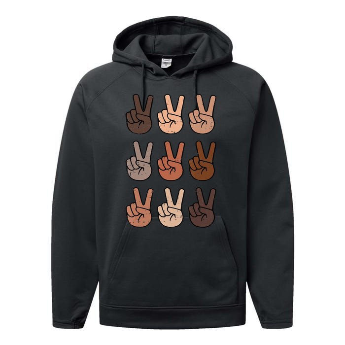 Melanin Peace Diversity Beauty Has No Skin Tone Black Pride Performance Fleece Hoodie