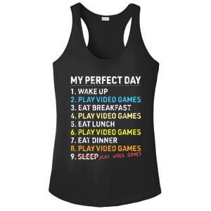 My Perfect Day Video Games Funny Gamer Gaming Ladies PosiCharge Competitor Racerback Tank