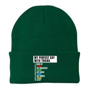 My Perfect Day Trains, Funny Locomotive & Railroad Lover Knit Cap Winter Beanie