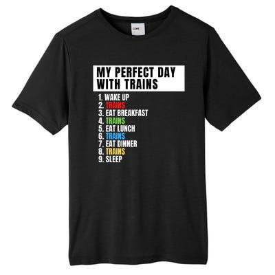 My Perfect Day Trains, Funny Locomotive & Railroad Lover Tall Fusion ChromaSoft Performance T-Shirt