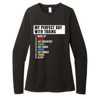 My Perfect Day Trains, Funny Locomotive & Railroad Lover Womens CVC Long Sleeve Shirt