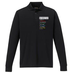 My Perfect Day Table Tennis Cute Gift Performance Long Sleeve Polo