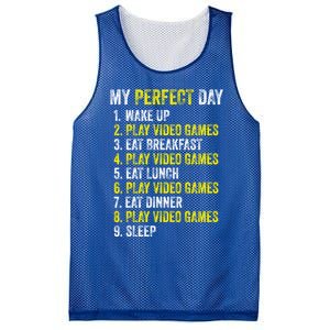 My Perfect Day Video Games Gamer Funny Cool Design Great Gift Mesh Reversible Basketball Jersey Tank