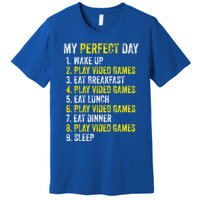 My Perfect Day Video Games Gamer Funny Cool Design Great Gift Premium T-Shirt