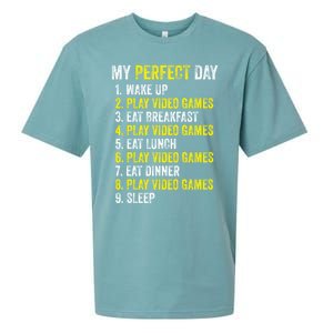 My Perfect Day Video Games Gamer Funny Cool Design Great Gift Sueded Cloud Jersey T-Shirt