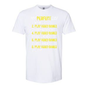 My Perfect Day Video Games Gamer Funny Cool Design Great Gift Softstyle CVC T-Shirt