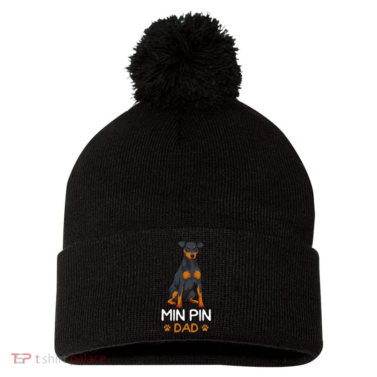 Min Pin Dad Miniature Pinscher Dog Father Father´s Day Pom Pom 12in Knit Beanie