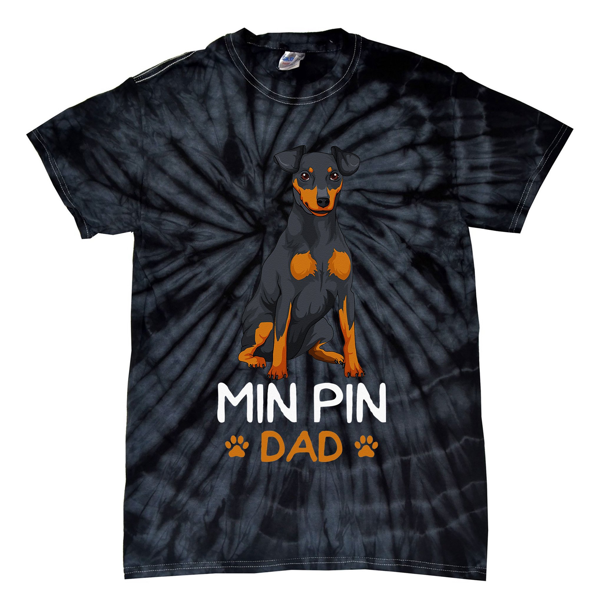 Min Pin Dad Miniature Pinscher Dog Father Father´s Day Tie-Dye T-Shirt