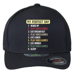 My Perfect Day Video Games Gift My Perfect Day Gift Flexfit Unipanel Trucker Cap