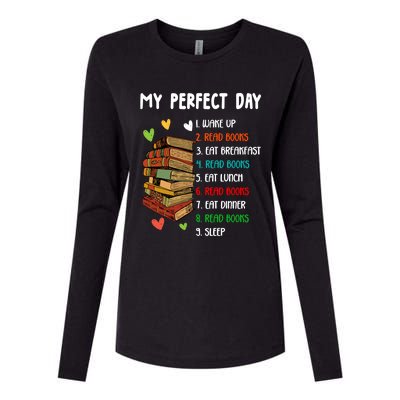 My Perfect Day Read Books Funny Reading Book Lover Gift Womens Cotton Relaxed Long Sleeve T-Shirt