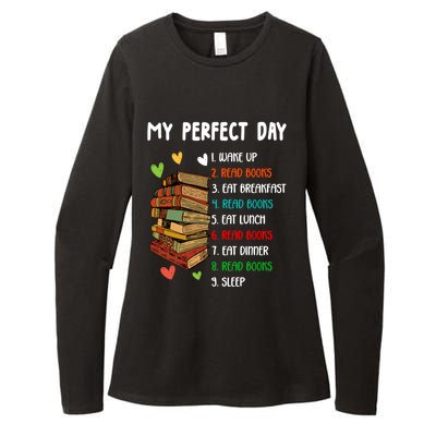 My Perfect Day Read Books Funny Reading Book Lover Gift Womens CVC Long Sleeve Shirt