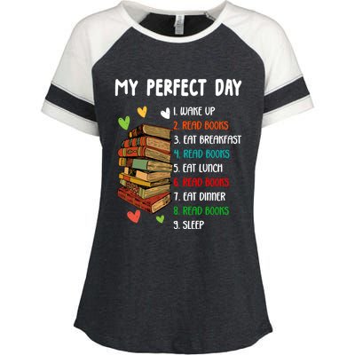 My Perfect Day Read Books Funny Reading Book Lover Gift Enza Ladies Jersey Colorblock Tee