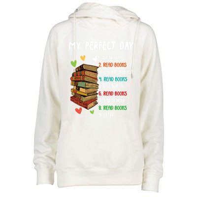 My Perfect Day Read Books Funny Reading Book Lover Gift Womens Funnel Neck Pullover Hood