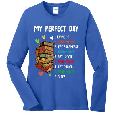 My Perfect Day Read Books Funny Reading Book Lover Gift Ladies Long Sleeve Shirt