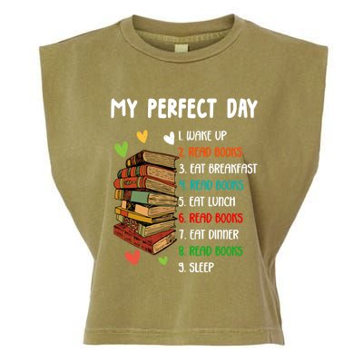 My Perfect Day Read Books Funny Reading Book Lover Gift Garment-Dyed Women's Muscle Tee