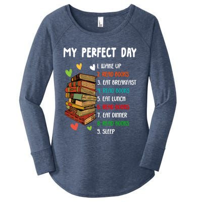 My Perfect Day Read Books Funny Reading Book Lover Gift Women's Perfect Tri Tunic Long Sleeve Shirt