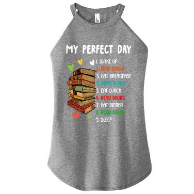 My Perfect Day Read Books Funny Reading Book Lover Gift Women's Perfect Tri Rocker Tank