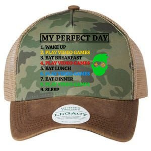 My Perfect Day Video Games Funny Gift Legacy Tie Dye Trucker Hat