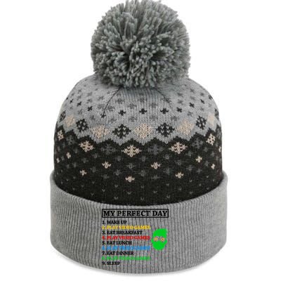 My Perfect Day Video Games Funny Gift The Baniff Cuffed Pom Beanie