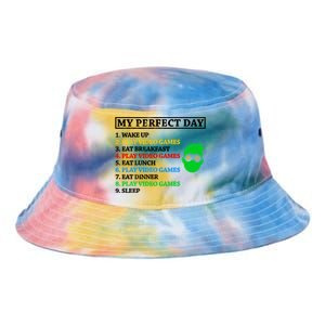 My Perfect Day Video Games Funny Gift Tie Dye Newport Bucket Hat