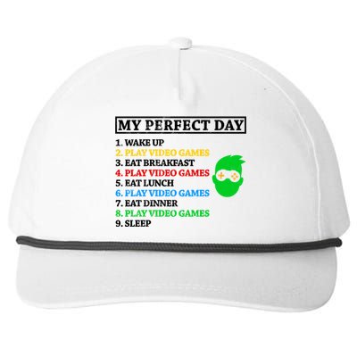 My Perfect Day Video Games Funny Gift Snapback Five-Panel Rope Hat