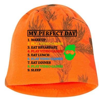 My Perfect Day Video Games Funny Gift Kati - Camo Knit Beanie