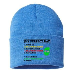 My Perfect Day Video Games Funny Gift Sustainable Knit Beanie