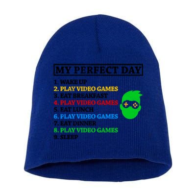 My Perfect Day Video Games Funny Gift Short Acrylic Beanie