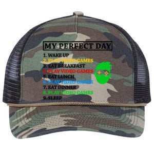 My Perfect Day Video Games Funny Gift Retro Rope Trucker Hat Cap