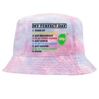 My Perfect Day Video Games Funny Gift Tie-Dyed Bucket Hat