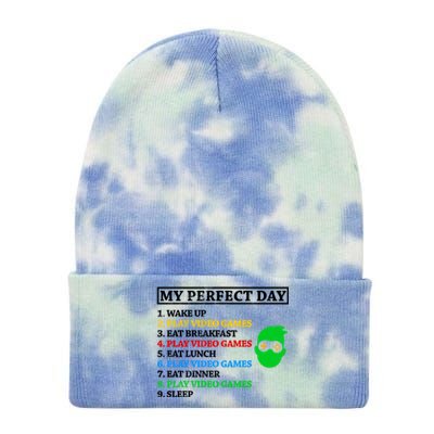 My Perfect Day Video Games Funny Gift Tie Dye 12in Knit Beanie